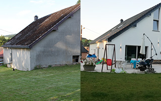 rénovation de la façade d'une maison avant/après