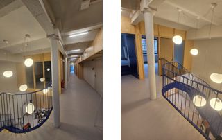 éclairage installé dans un couloir