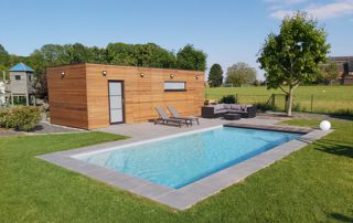 piscine avec poolhouse en bois