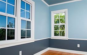 peinture intérieure salon bleu