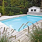 piscine abords bois et pool house