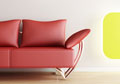 canapé design en cuir rouge