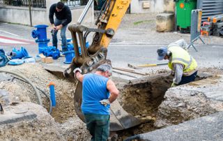 travaux egouts rue