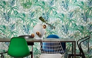 papier peint avec imprimé végétal exotique
